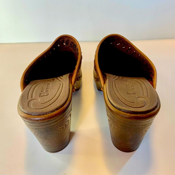 White Mountain Women's Genuine Leather Braided Brown Slip On Clogs Heels 7.5M - Picture 6 of 14